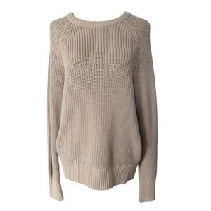 Chunky Knit Raglan Sweater Womens M Tan Minimalist‎ Normcore Fall Cozy Everyday